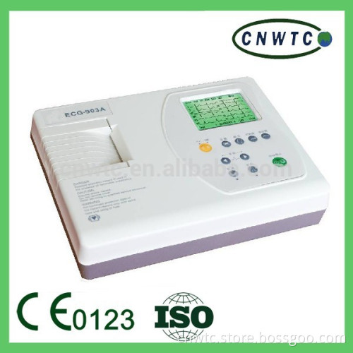 Large LCD auto report three channel ecg machine